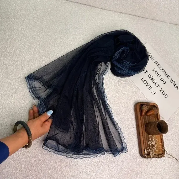 شال مجلسی زنانه دور گیپور مشکی سرمه ای قهوه ای سایز 170 در 50 سانتی متر - تصویر 5