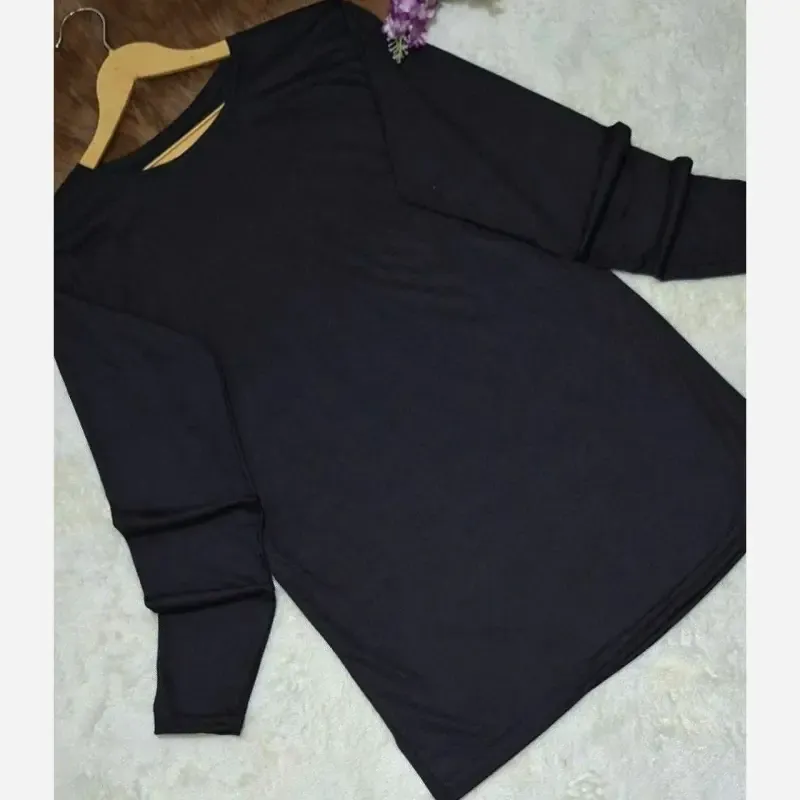 زیر سارافونی آستین دار نخی اسپان رنگ مشکی سایز 1 و 2 - تصویر 7