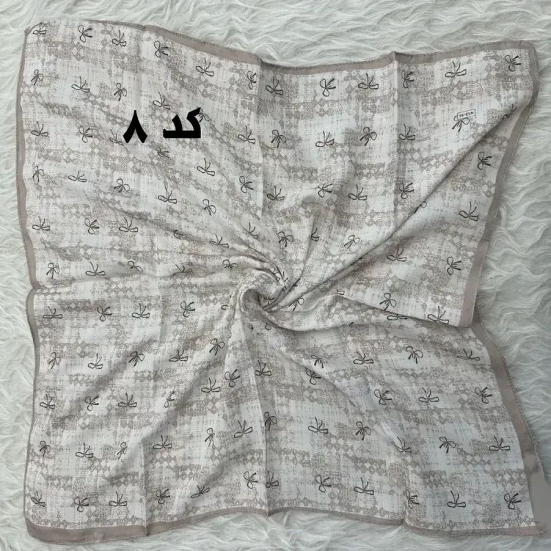 مینی اسکارف نخی نسکافه ای طرح دار قواره 65 در 65 سانتی متر - تصویر 11