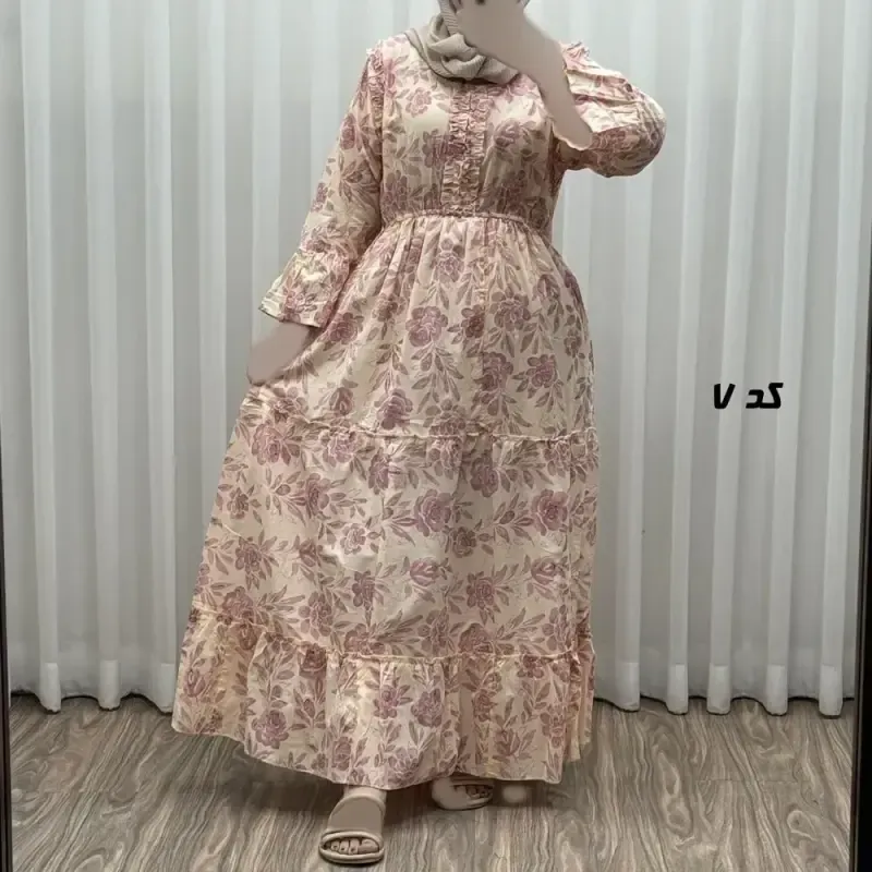 پیراهن عروسکی نخی زنانه و دخترانه فری سایز مناسب تا 46 همراه با کمربند - تصویر 8
