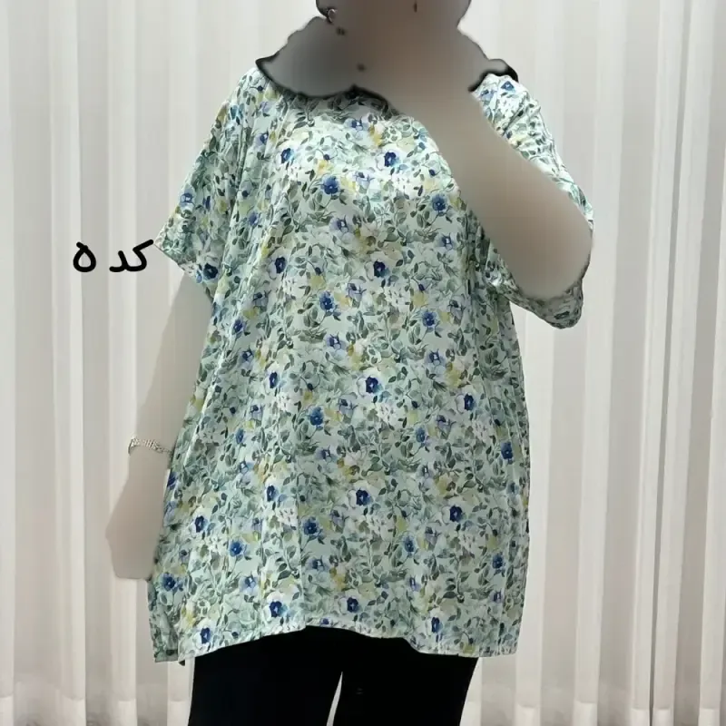 تیشرت نخی زنانه دکمه دار فری سایز مناسب تا سایز 52 - تصویر 3