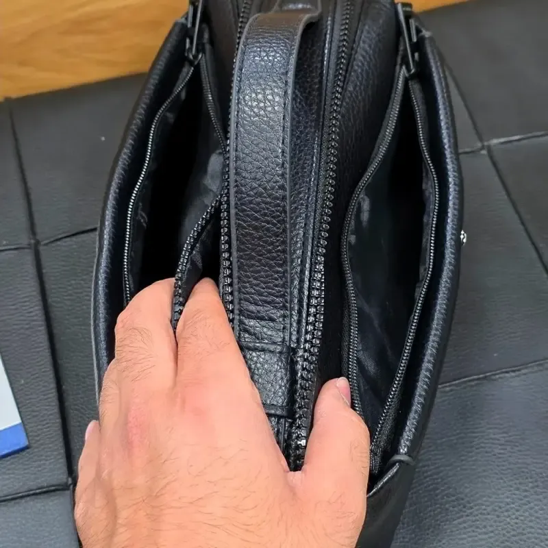 کیف دستی مردانه مونت بلانک چرم دوحالته چهار زیپ مدل دبل فیس - تصویر 7