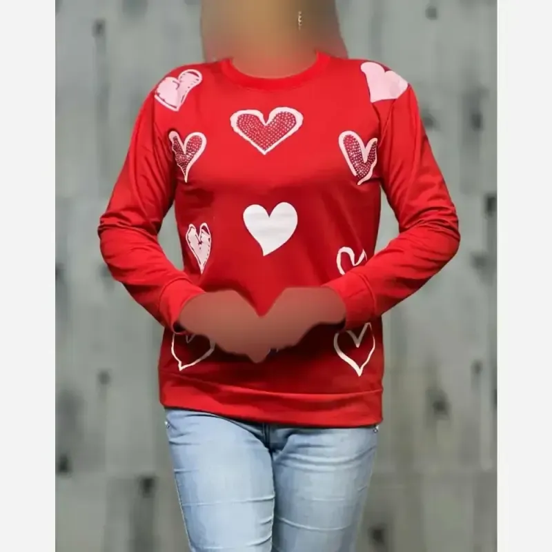 بلوز قرمز زنانه یقه گرد پنبه پلی استر سایز 38 تا 44 - تصویر 5