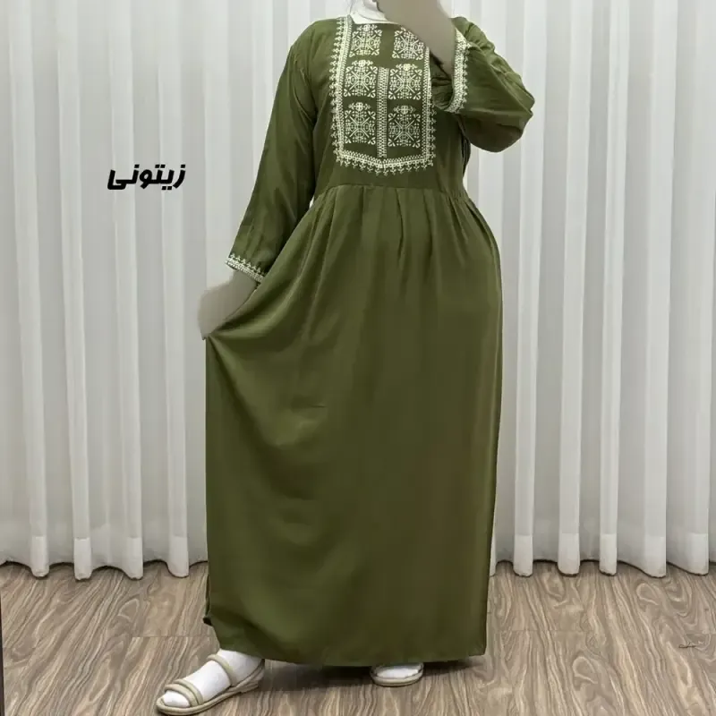 پیراهن ساحلی نخی زنانه مدل ساره 2 کد 1756 فری سایز با کمربند - تصویر 7