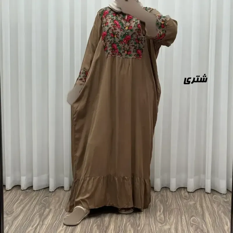 پیراهن نخی زنانه مدل پرنس پانچی فری سایز مناسب تا سایز 50 - تصویر 2