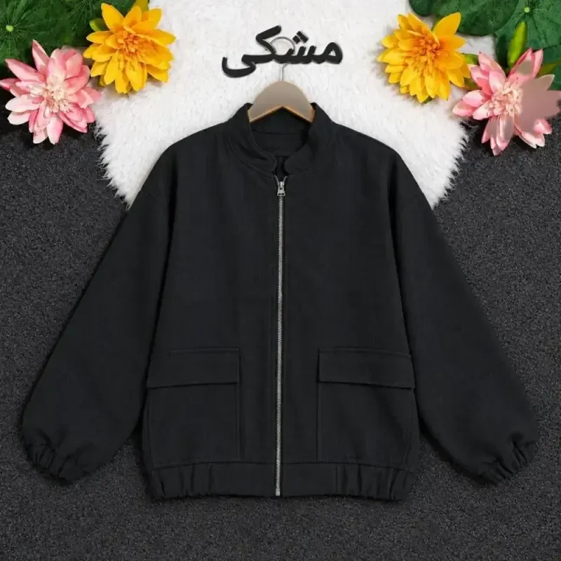 بامبر جکت زنانه فلونزی ضخیم و گرم جلو زیپ دار رنگ قهوه ای - تصویر 10
