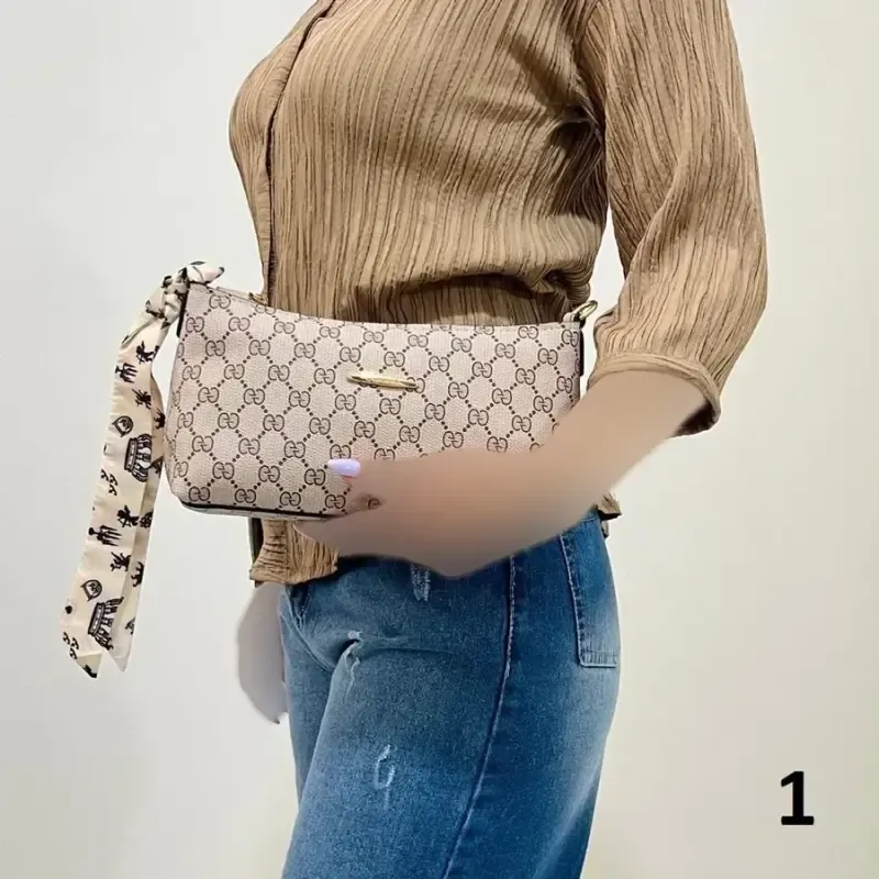 کیف دستی دوشی زنانه طرح دار کد 1419 جنس چرم مصنوعی - تصویر 9
