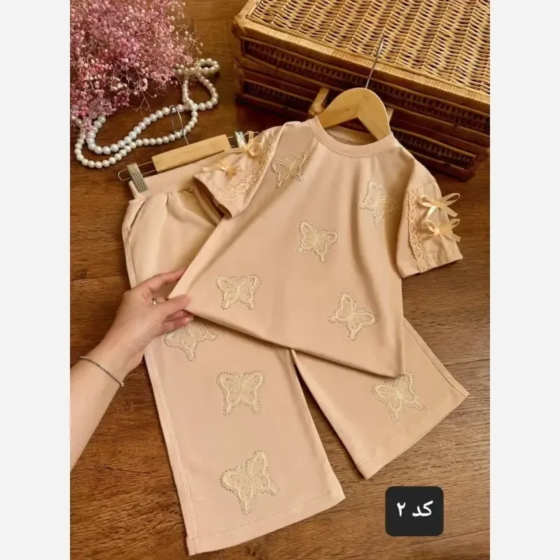 ست تیشرت و شلوار دخترانه پنبه دورس مناسب 3 تا 12 سال سایزبندی 35 تا 60 - تصویر 4