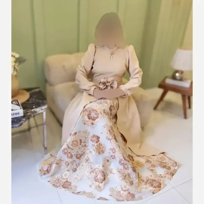 پیراهن مجلسی زنانه طرح هلینا کرپ مازراتی و ژاکارد ترک رنگ مشکی دامن قرمز سایز 5 - تصویر 21