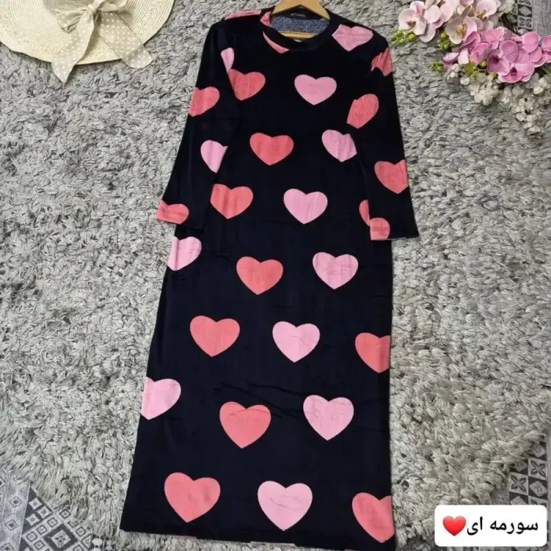 ماکسی مخمل مدل قلبی زنانه آستین بلند سایز 38 تا 48 - تصویر 3
