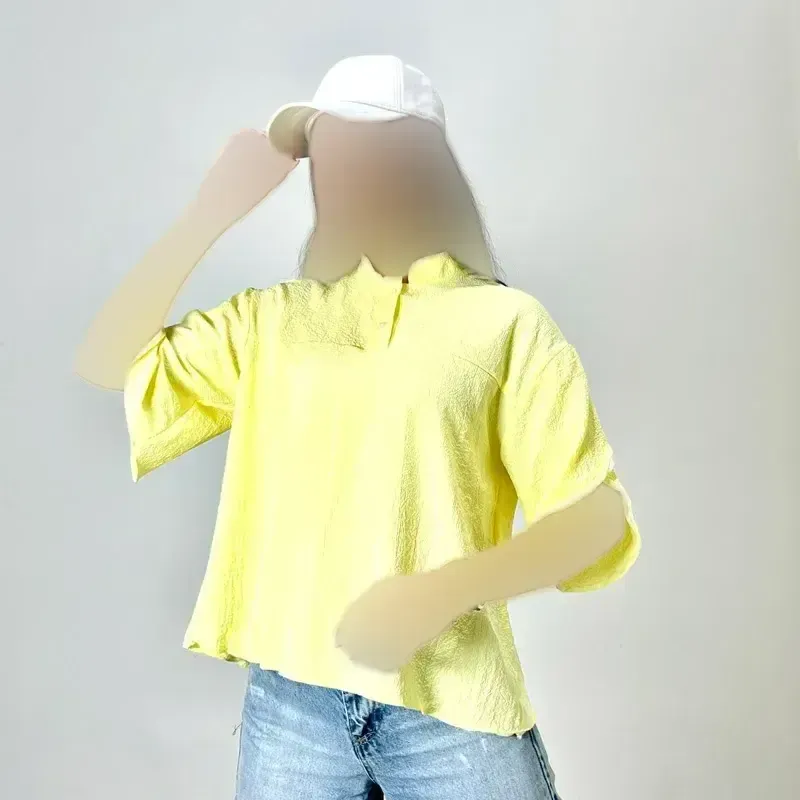 شومیز زنانه پشت لاله ای جنس ینزی رنگ پاستیلی - تصویر 7