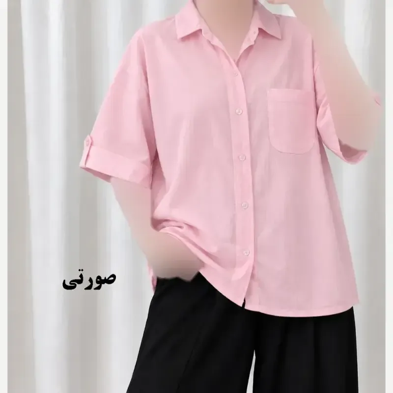 شومیز زنانه لنویز دکمه دار فری سایز مناسب تا سایز 52 چهارفصل - تصویر 3