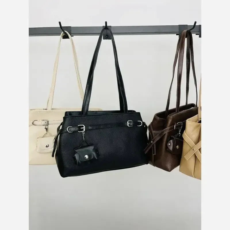 کیف زنانه جادار جنس شرانگ سایز 30 در 20 رنگ کرم نسکافه ای شکلاتی مشکی - تصویر 3