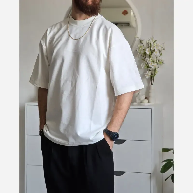 تیشرت باکسی بیسیک پگادور پارچه دورس دو نخ سایز L XL XXL رنگ بندی مداد رنگی - تصویر 15