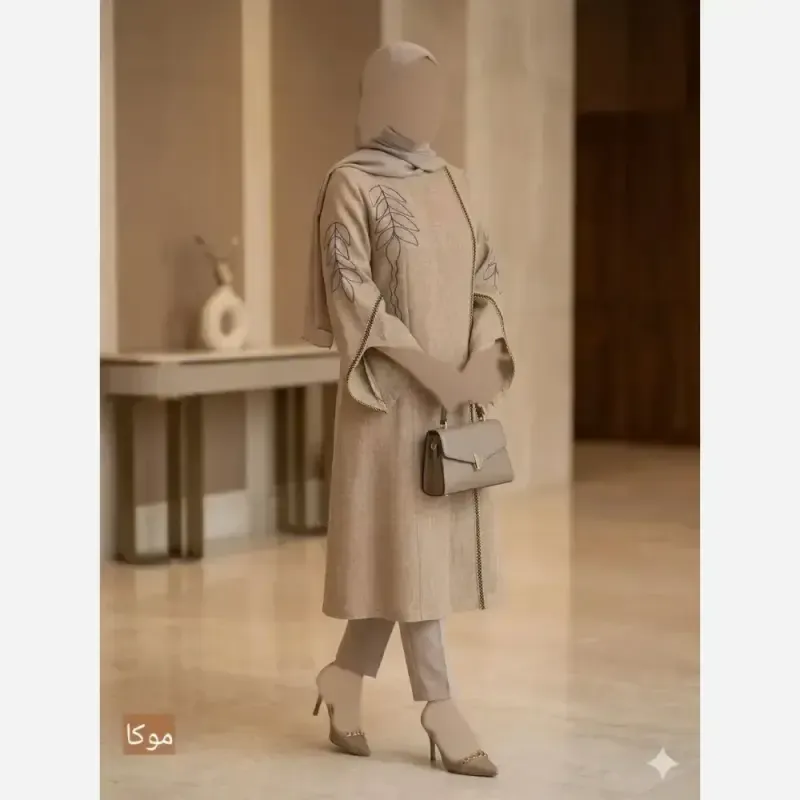 مانتو گلدوزی شده مدل رویسا پارچه شانتون اسلپ قد 109 سانت - تصویر 17