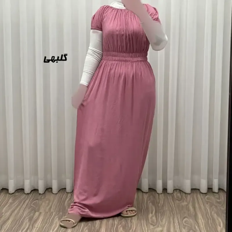 پیراهن ساحلی نخی زنانه و دخترانه آستین کوتاه فری سایز مدل باربی - تصویر 3