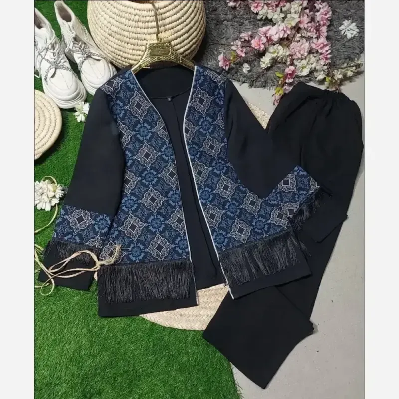 ست سنتی پاییزه نانسی جنس سوپرمازراتی اعلا سایز فری رنگ کله غازی و فیروزه ای