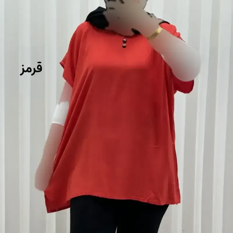 تاپ زنانه نخی ساده سایز بزرگ فری سایز مناسب تا سایز 54 - تصویر 3