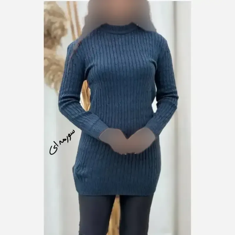 تونیک بافت گپ زنانه ماهلین فری سایز الیاف آکریلیک ترک قد 85 سانت - تصویر 2