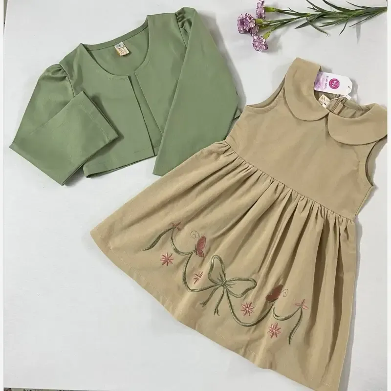 کت و سارافون دخترانه گلدوزی شده مناسب 3 تا 7 سال با طراحی خاص و دوخت تمیز - تصویر 2