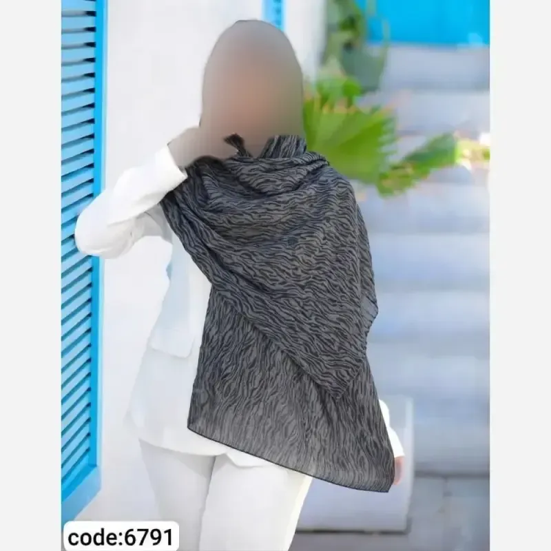 شال مجلسی حریر بهاره پلیسه قواره 200 در 75 سانت - تصویر 4