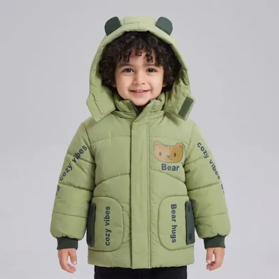 کاپشن پسرانه BEAR سبز شمعی آستر خز پاییزه و زمستانه