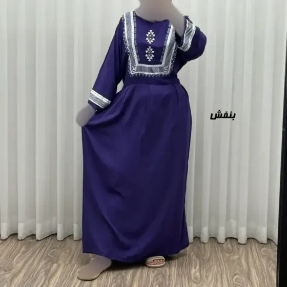 پیراهن نخی زنانه مدل پادمیرا فری سایز مناسب تا 48 همراه با کمربند