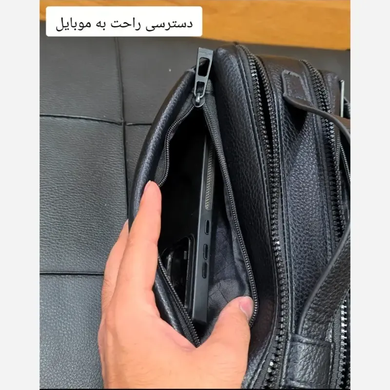 کیف دستی مردانه مونت بلانک چرم دوحالته چهار زیپ مدل دبل فیس - تصویر 17