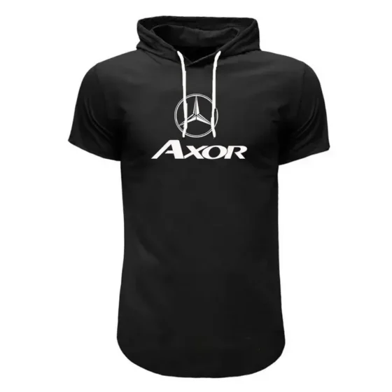 تیشرت کلاه دار مردانه طرح akor مدل b6000 سفید و قرمز