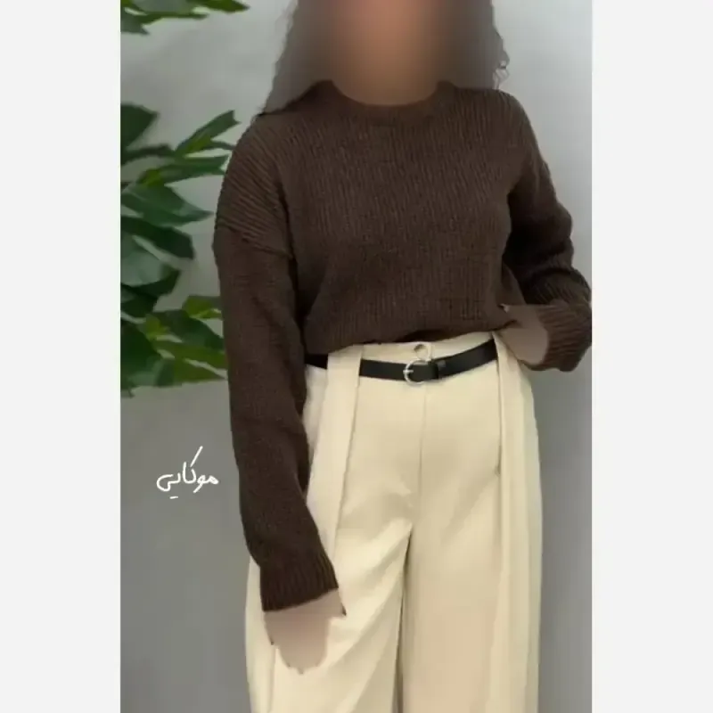 بلوز بافت جودون درشت برجسته ضخیم نرم و درجه یک پاییزه و زمستانه فری سایز - تصویر 5