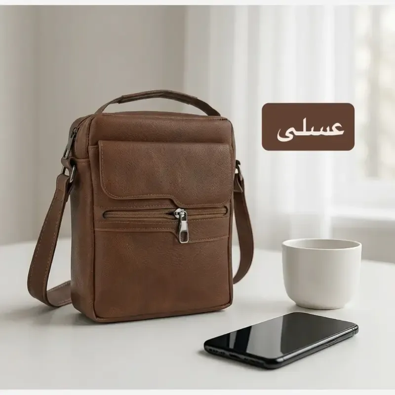 کیف مردانه چرم مصنوعی اسپرت و روزمره بند دار - تصویر 3