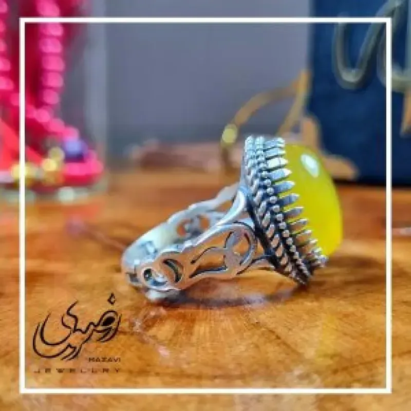 انگشتر نقره زنانه طرح ریما با نگین شرف الشمس - تصویر 3