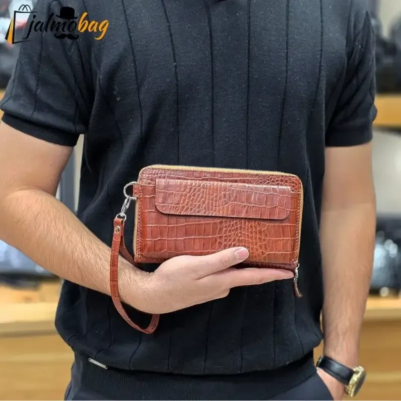 کیف دستی و دوشی چرم طبیعی ظفر دارای بند مچی و بند بلند قابل تنظیم - تصویر 13