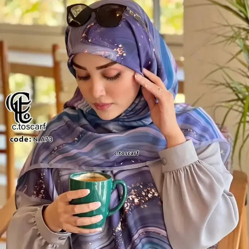 روسری نخی کاستوم طرح رزین سیتو قواره بزرگ 140سانت شیک و خوش ایست - تصویر 6