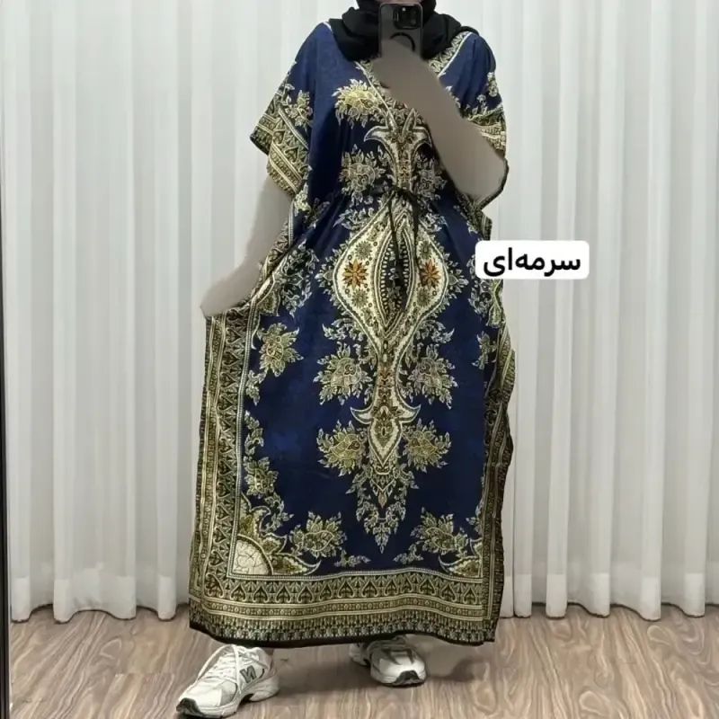 پیراهن پانچ زنانه سیلک هندی فری سایز مناسب تا 54 با قابلیت تنظیم سایز (گتدار) - تصویر 2