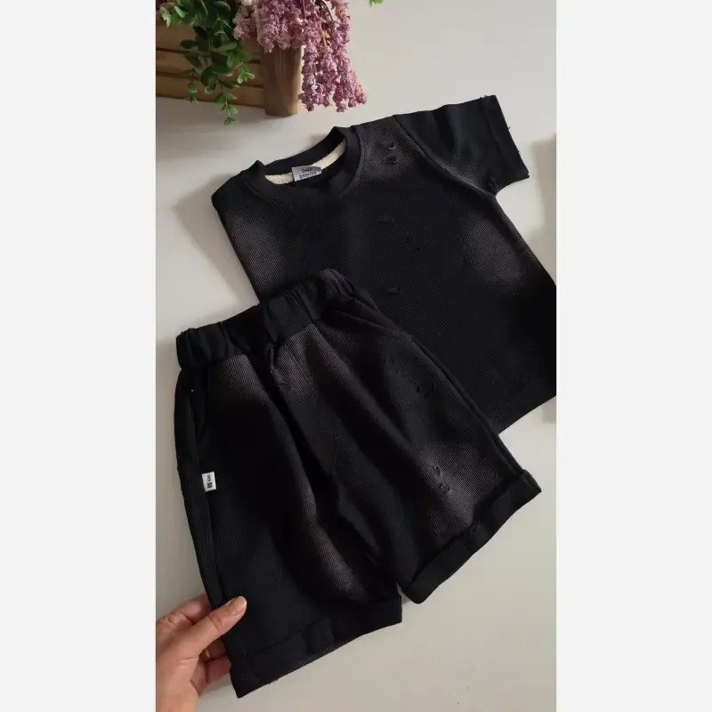 ست بلوز و شلوارک بچگانه طرح زاپ دار نخ و پنبه نرم و سبک مناسب 1 تا 7 سال - تصویر 8