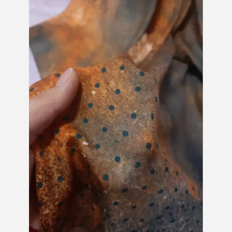 روسری نخ کاستوم طرح طوبی سایز 140 رنگ سال 2026 آجری و تال - تصویر 3