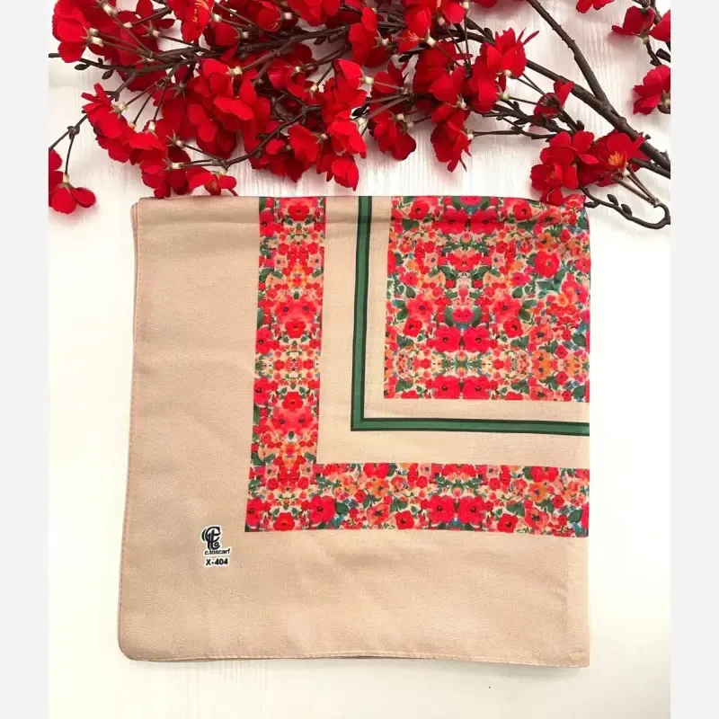 روسری نخ کاستوم طرح گلی سایز 140 - تصویر 7