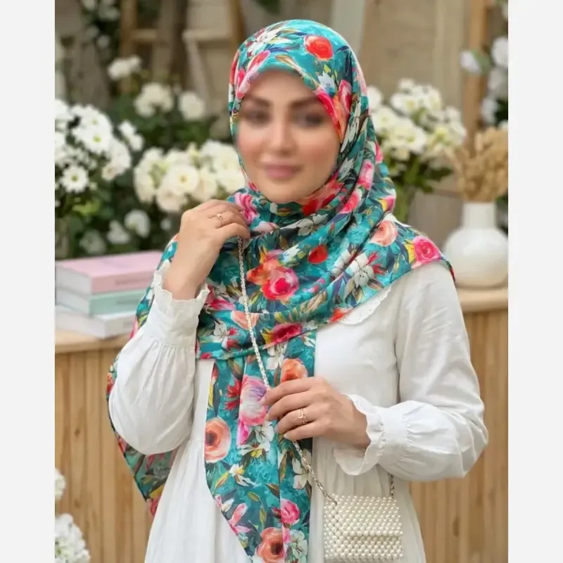 روسری نخ کاستوم طرح فلور قواره 140 بزرگ - تصویر 6
