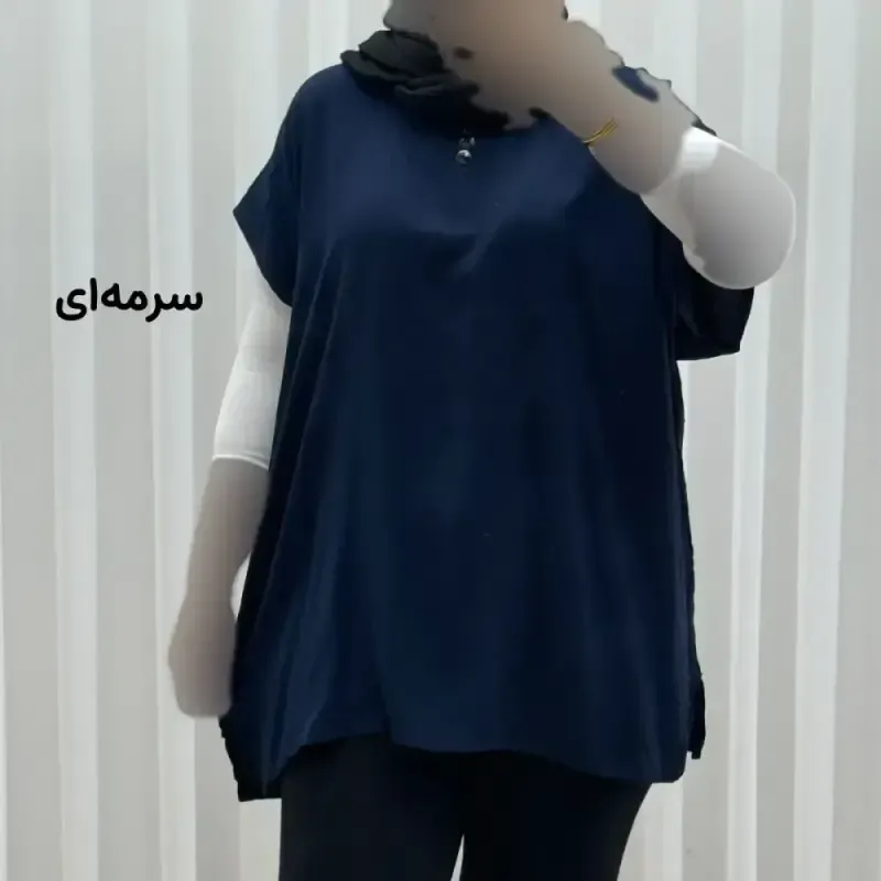 تاپ زنانه نخی ساده سایز بزرگ فری سایز مناسب تا سایز 54 - تصویر 2