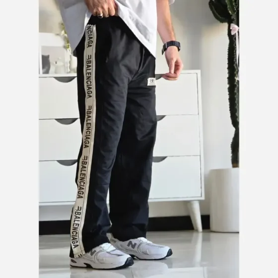 شلوار اسلش نیم بگ بغل نوار بالنسیاگا مشکی فلازت سایز XL XXL XXXL