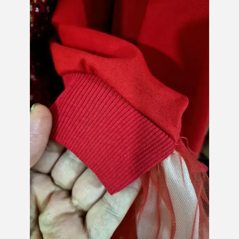 سارافون دخترانه دورس دو نخ و تور یلدا و مهمانی سایز 40 تا 55 سبز و قرمز - تصویر 15
