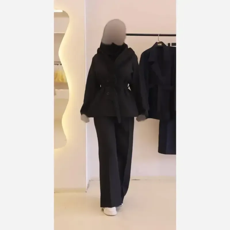 کت شلوار زنانه دیپلمات پرشیا رنگ مشکی سرمه ای طوسی - تصویر 4
