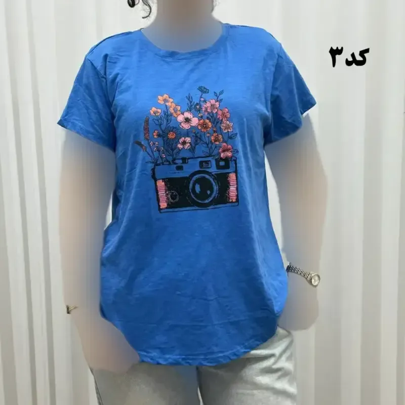 تیشرت طرحدار وارداتی نخ پنبه چهارفصل زنانه دخترانه سایز S تا XXXL کد 1175 - تصویر 4