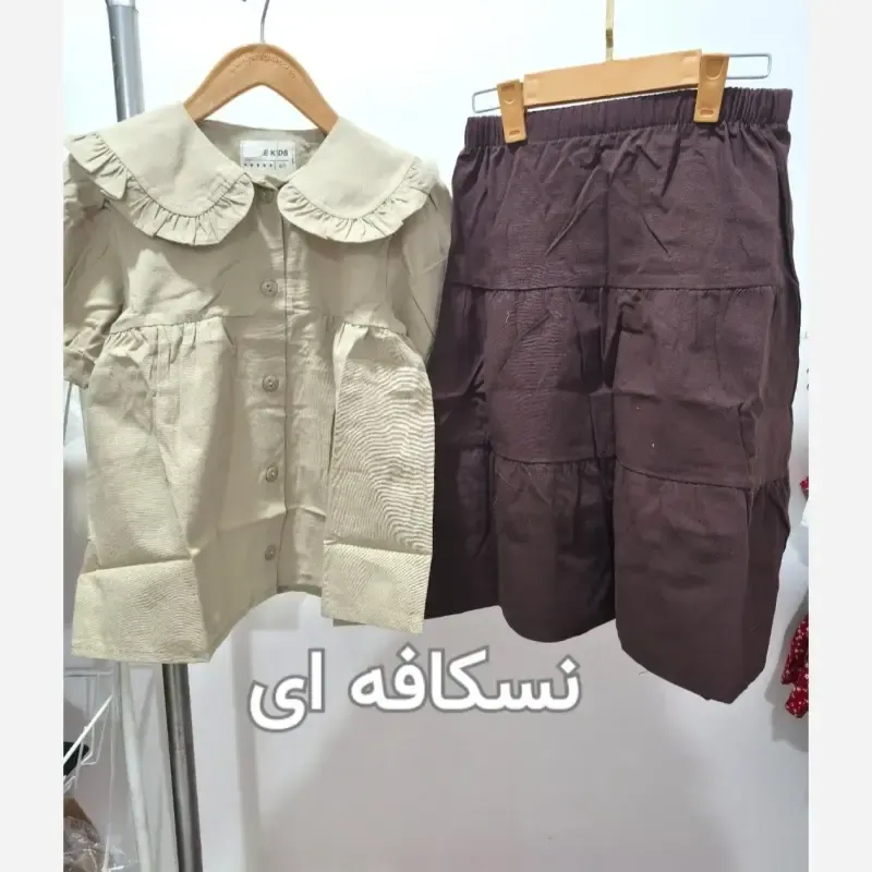 شومیز دامن لینن دخترانه دو تکه سایز 2 تا 12 سال - تصویر 9