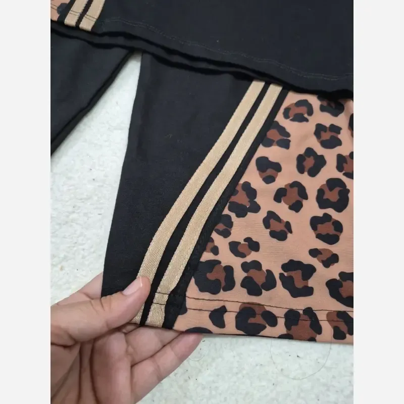 ست کراپ شلوار دخترانه طرح پلنگی آستین کوتاه پنبه بوگاتی سایز 45 تا 60 - تصویر 13