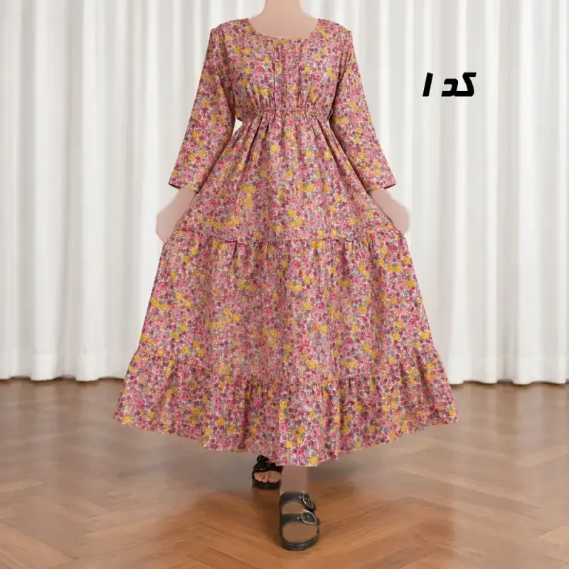 پیراهن ساحلی زنانه عروسکی هندی نخی فری سایز کمر کش دار کمربند دار - تصویر 6