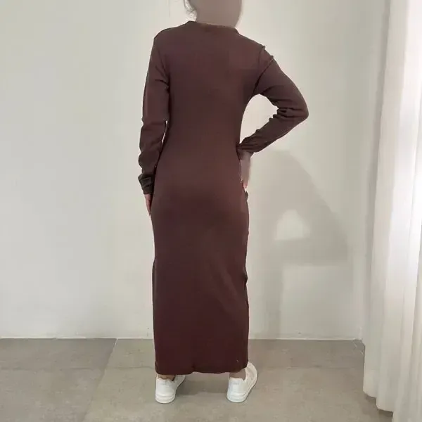 پیراهن ماکسی زنانه کبریتی آستین بلند مناسب سایز 38 تا 44 - تصویر 2