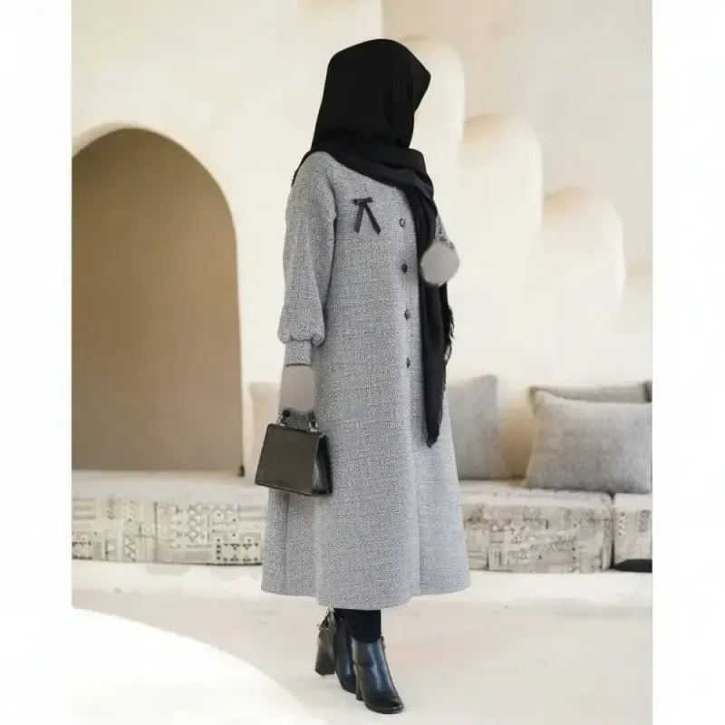 مانتو زنانه ریما پاییزه مدل جرجینا قد 130 رنگ مشکی کرم نسکافه ای سایز 1 و 2 - تصویر 2