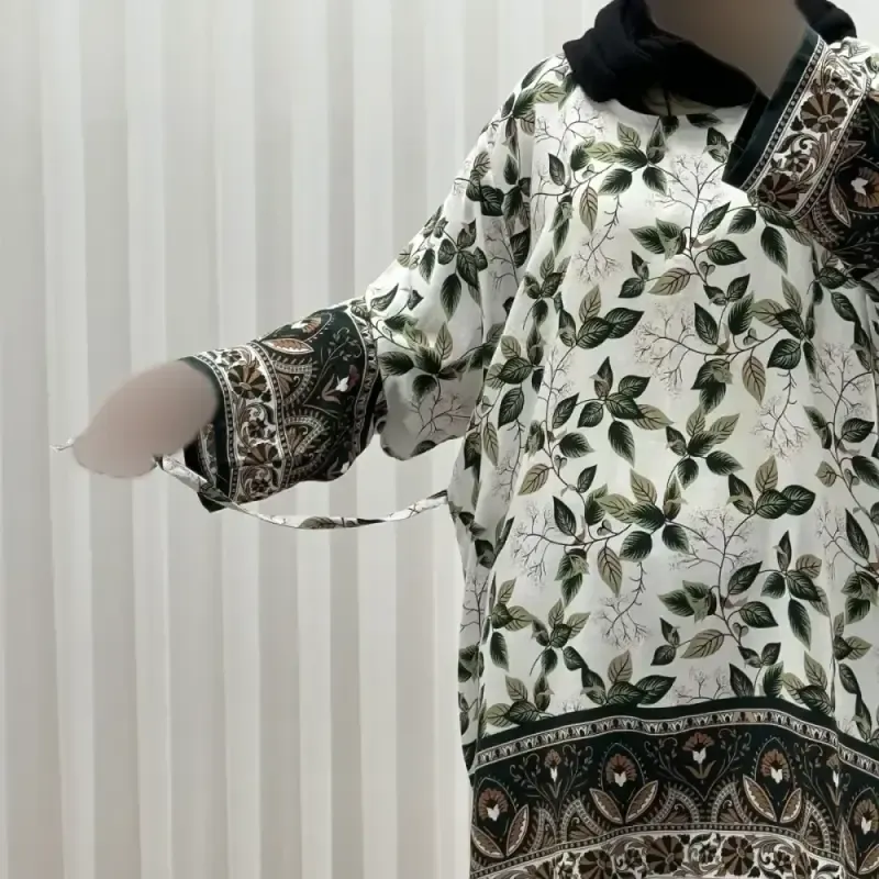 تونیک نخی فری سایز تا 52 حاشیه دار کمربنددار چهارفصل زنانه و دخترانه کد 1455 - تصویر 4